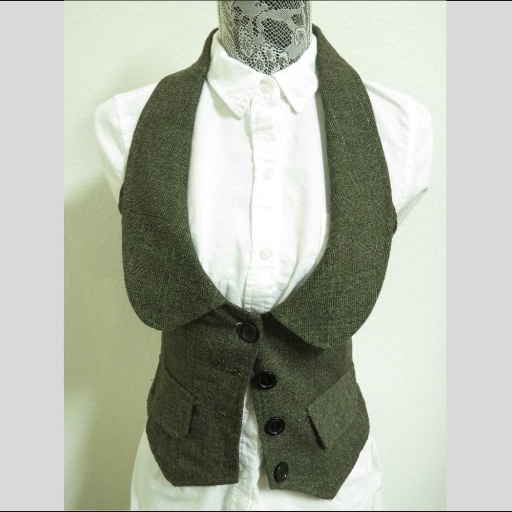 Sz M Brown Plaid Charlotte Russe Juniors #30S Suit Vest